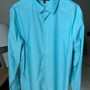 Banana Republic Men’s Teal Longsleeve Patterned Button Up Size L